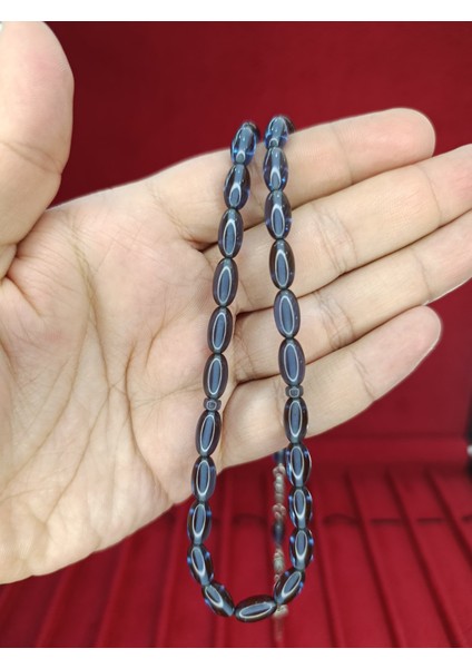 Ateş Kehribar Tesbih Mavi Renk Arpa Kesim T-876 fiyatları