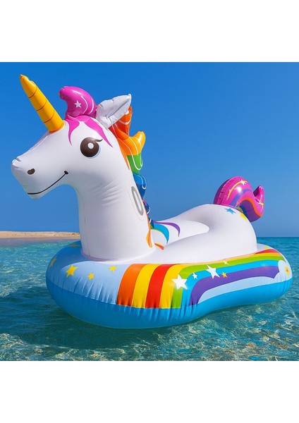 Renkli Unicorn Yatak – Plaj ve Havuz Keyfi-Çocuklara Özel Unicorn Desenli Deniz Yatağı