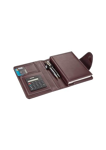 2k 5191 Ajanda Tarihsiz Kareli 14 x 20 cm Ajanda/defter Hesap Makineli Suni Deri Organizer, Bordo