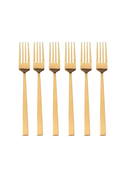 Mat Altın Yemek Çatalı 20 cm 6 Adet