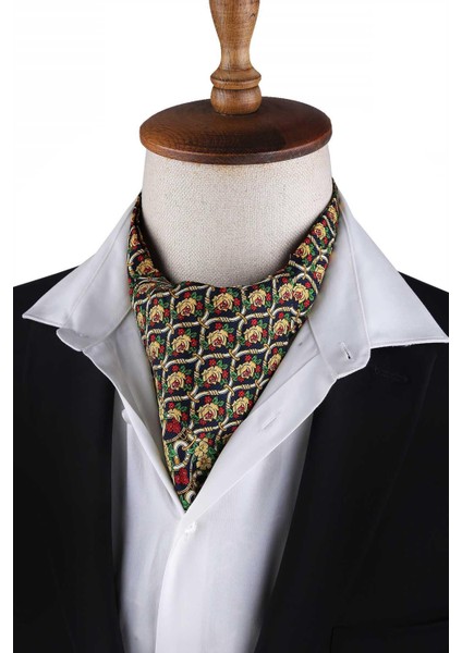 Çok Renkli Motif Desen Erkek Ascot Fular K643 modelleri