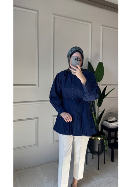 Pilise Detaylı Gömlek - Lacivert fırsatları