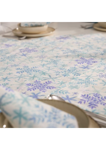 Mavi Kar Deseli 2 Parça Beyaz Sofra Sunum Seti 1 Adet Üçgen Runner 50x150 cm - 1 Adet Dikdörtgen Runner 50x150 cm fiyatları