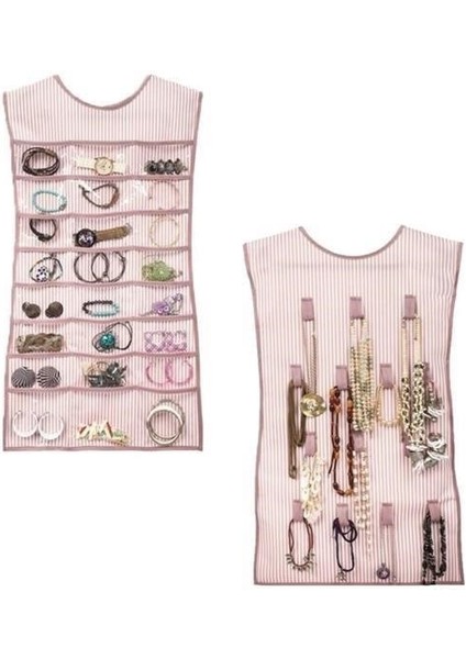 Elbise Şeklinde Takı Düzenleyici İki Taraflı Mücevherler ve Takılar İçin Takı Organizer