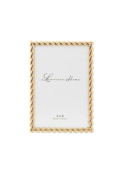 Lawrence Frames Metal Çerçeve, Halat Tasarımı, 10 x 15 Cm, Altın Rengi