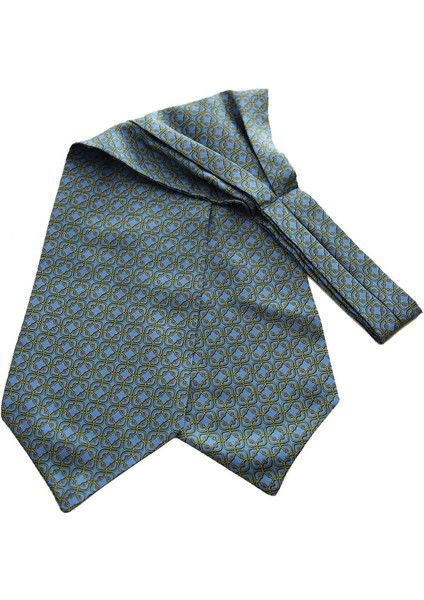 Mavi Motif Desen Italyan Ipek Ascot Fular K648 fiyatları