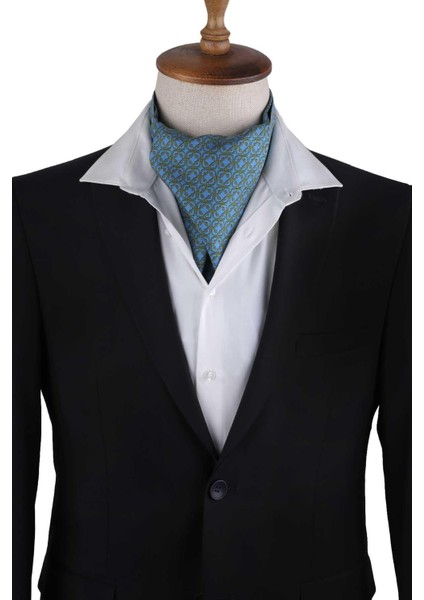 Mavi Motif Desen Italyan Ipek Ascot Fular K648 modelleri
