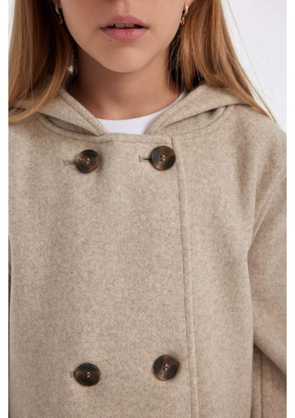 Kız Çocuk Kapüşonlu Kaşe Parka C8554A824AU