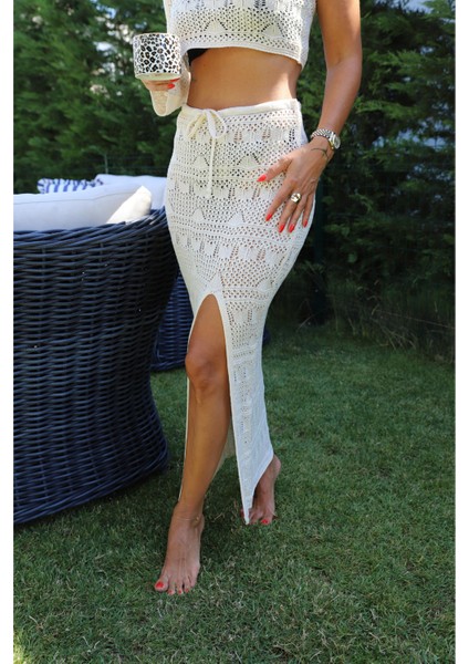 Tek Omuz Detay Triko Crop Etek Takım indirimleri