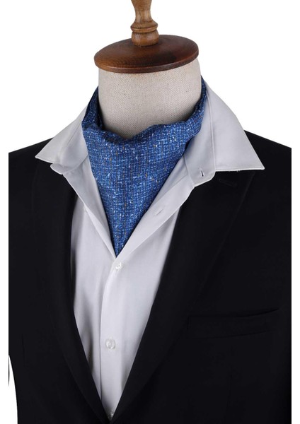 Mavi Motif Desen Italyan Ipek Ascot Fular K657 modelleri