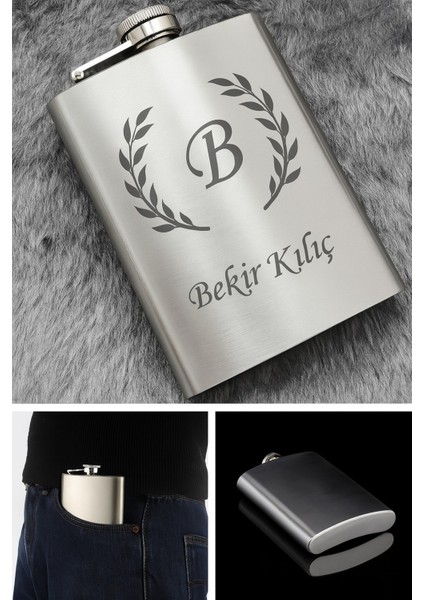 Kişiye Isme Özel 9 Oz Paslanmaz Çelik Cep Matarası 266 ml Içecek Cep Matarası