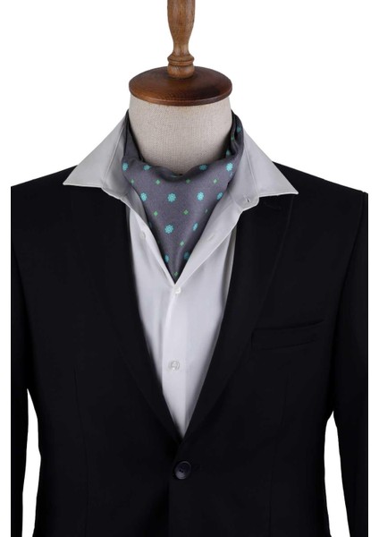 Gri Çiçek Desen Italyan Ipek Ascot Fular K654 fiyatları