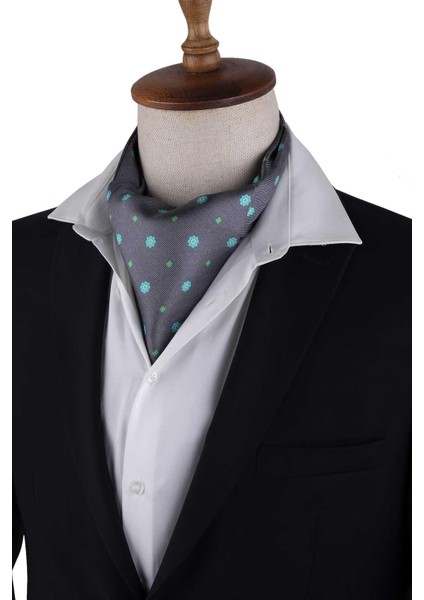 Gri Çiçek Desen Italyan Ipek Ascot Fular K654 modelleri