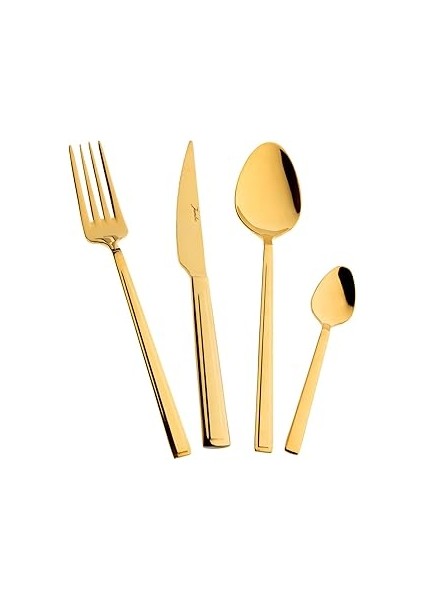 Athena 6 Kişilik 24 Parça Titanyum Gold Tatlı Çatal Kaşık Takımı