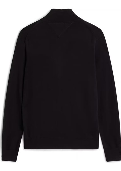 Erkek Fermuarlı Dik Yaka Pamuklu Triko Hırka - Siyah fiyatları