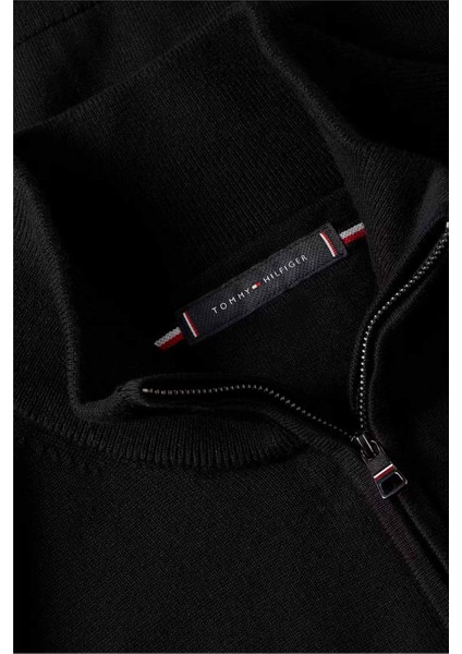 Erkek Fermuarlı Dik Yaka Pamuklu Triko Hırka - Siyah modelleri