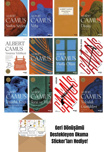 Albert Camus 12 Kitap Seti + Okuma Sticker'ları