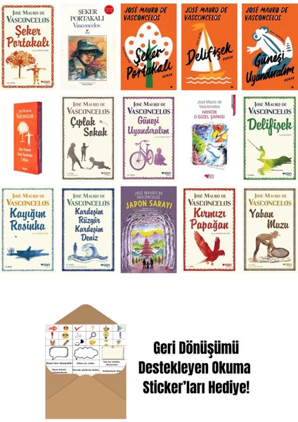 José Mauro De Vasconcelos 15 Kitap Seti + Okuma Sticker'ları
