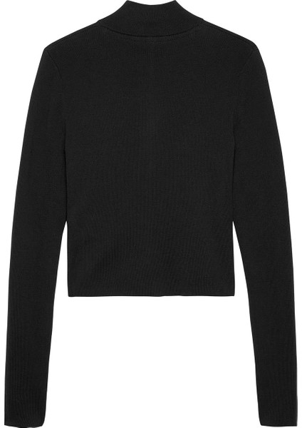 Kadın Yüksek Yaka Fermuarlı Kazak - Siyah modelleri