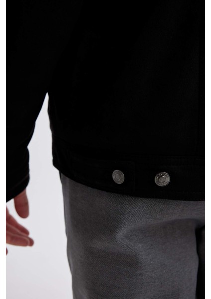 Slim Fit Dar Kesim Gömlek Yaka Fermuarlı İç Cepli Süet Mevsimlik Baharlık Ceket Mont A3254AX24AU
