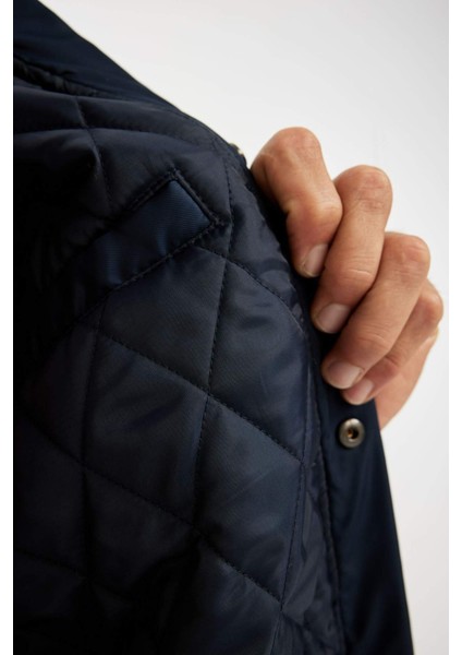 Su Geçirmez Bomber Mont Ceket Oversize Geniş Kalıp Kolej Yaka Çıtçıtlı Cepli Nakışlı Mevsimlik Hafif C5054AX24WN