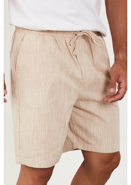 Erkek Keten Şort Beli Lastikli Baggy Rahat Kesim modelleri