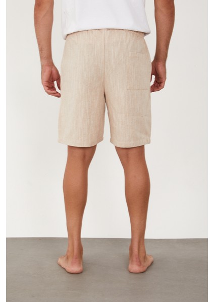 Erkek Keten Şort Beli Lastikli Baggy Rahat Kesim indirimleri