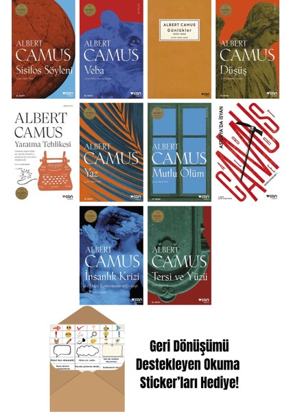 Albert Camus 10 Kitap Seti + Okuma Sticker'ları