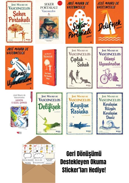 José Mauro De Vasconcelos 12 Kitap Seti + Okuma Sticker'ları