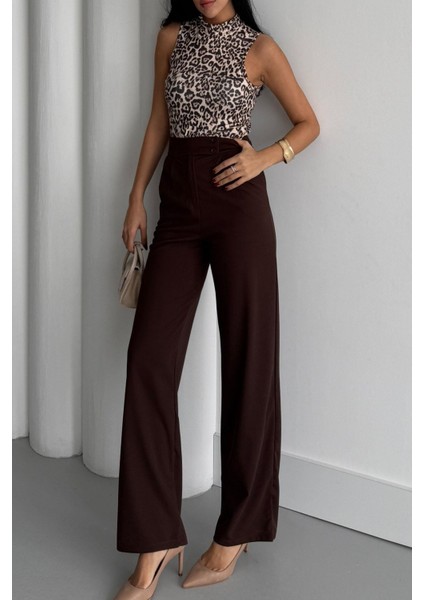 Kemer Çift Düğme Full Likra Palazzo Pantolon