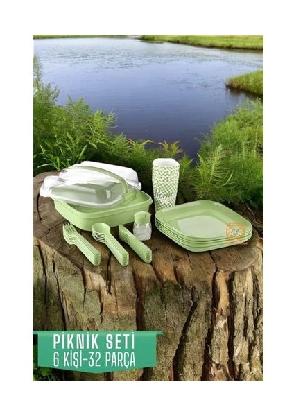 Piknik Seti 6 Kişilik 32 Parça Yeşil