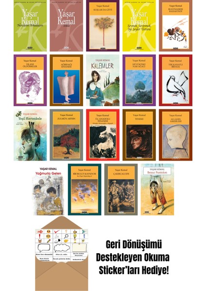 Yaşar Kemal 19 Kitap Seti + Okuma Sticker'ları