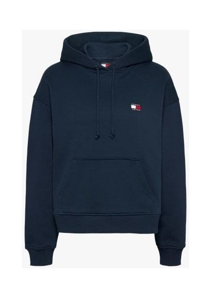 Kadın Boxy Fit Kapüşonlu Logolu Sweatshirt - Lacivert indirimleri
