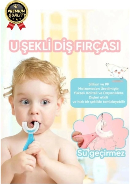 Yeni Nesil Pratik Silikon Yuvarlak U Şeklinde Saplı 2-6 Yaş Yumuşak Mavi Bebek Çocuk Diş Fırçası fiyatları