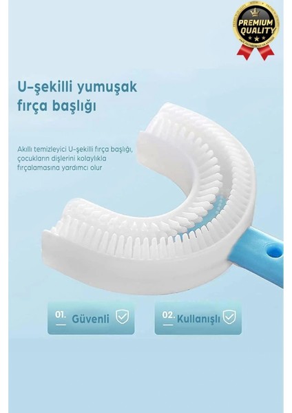 Yeni Nesil Pratik Silikon Yuvarlak U Şeklinde Saplı 2-6 Yaş Yumuşak Mavi Bebek Çocuk Diş Fırçası indirimleri
