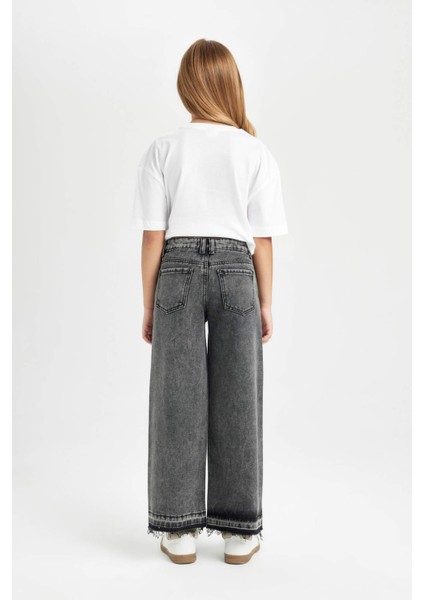 Kız Çocuk Wide Leg Geniş Bol Paça Cepli Jean Pantolon C8536A824AU