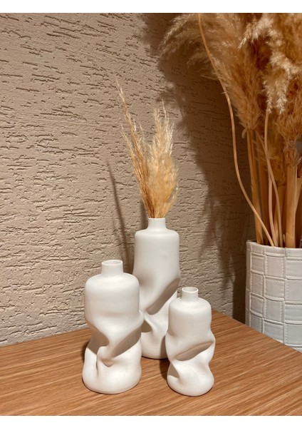 Bohem Tarzı Modern Buruşuk Seramik Vazo Seti - 3 Adet Dekoratif El Yapımı Vazo fiyatları