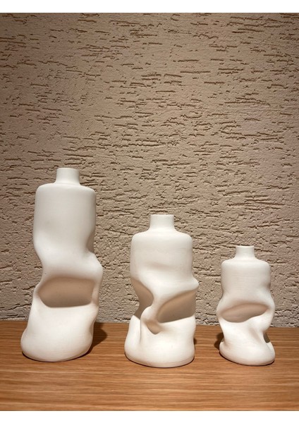 Bohem Tarzı Modern Buruşuk Seramik Vazo Seti - 3 Adet Dekoratif El Yapımı Vazo modelleri