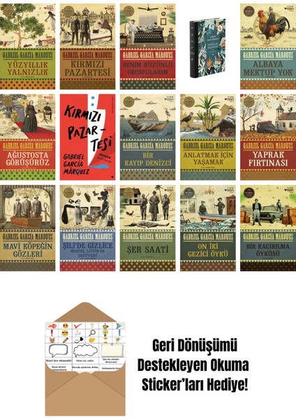 Gabriel García Márquez 15 Kitap Seti + Okuma Sticker'ları