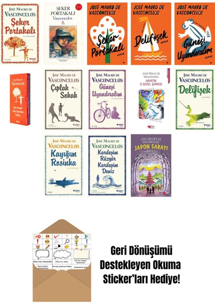 José Mauro De Vasconcelos 13 Kitap Seti + Okuma Sticker'ları