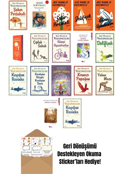 José Mauro De Vasconcelos 17 Kitap Seti + Okuma Sticker'ları