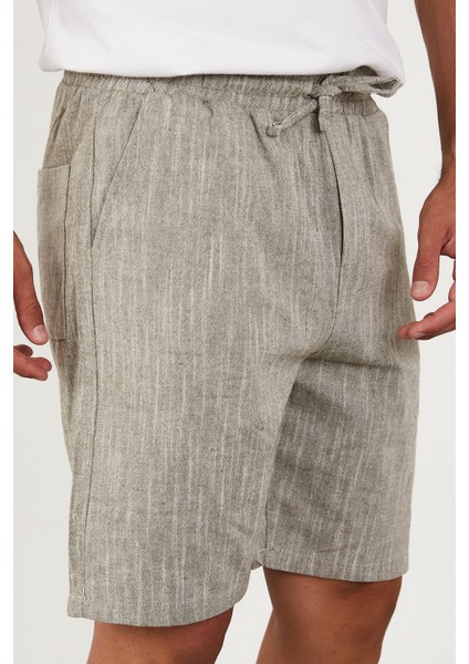 Erkek Keten Şort Beli Lastikli Baggy Rahat Kesim modelleri