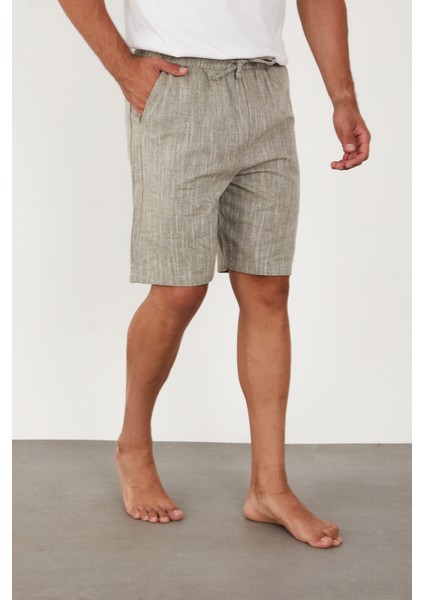 Erkek Keten Şort Beli Lastikli Baggy Rahat Kesim fırsatları