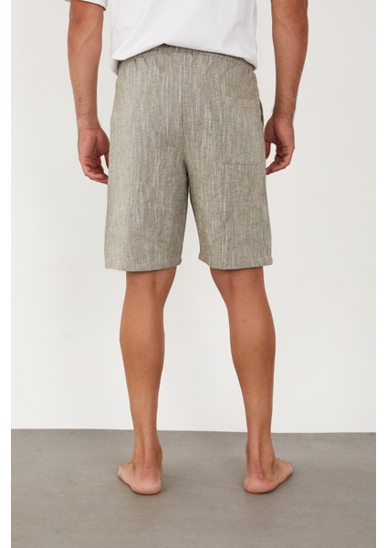 Erkek Keten Şort Beli Lastikli Baggy Rahat Kesim indirimleri