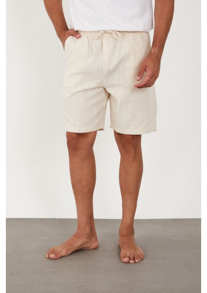 Erkek Keten Şort Beli Lastikli Baggy Rahat Kesim fiyatları
