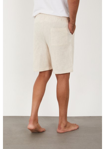 Erkek Keten Şort Beli Lastikli Baggy Rahat Kesim indirimleri