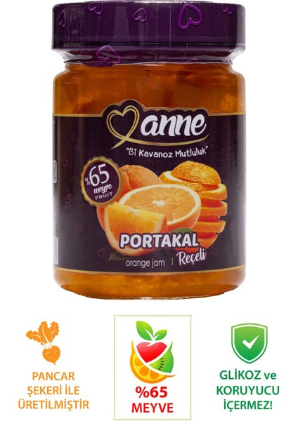 Portakal Reçeli 400 gr (Pancar Şekeri İle Üretilmiştir - Glikoz, Koruyucu İçermez)