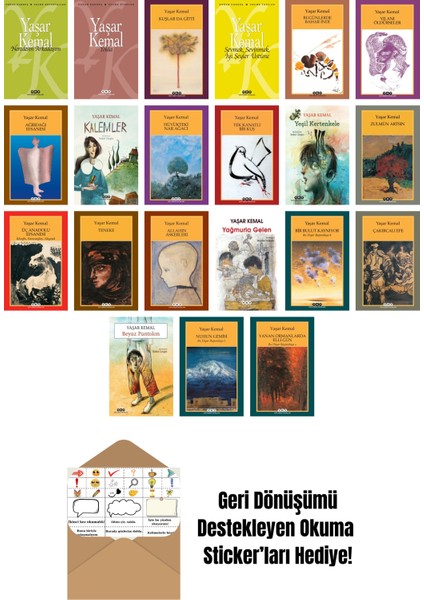 Yaşar Kemal 21 Kitap Seti + Okuma Sticker'ları