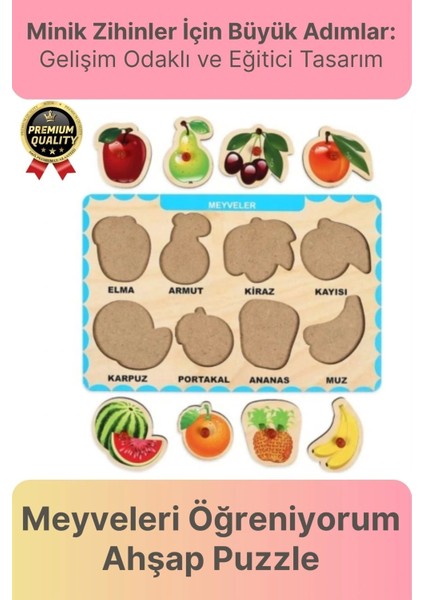 Yeni Seri Çocuk Ebeveyn Eğlenceli Eğitici Öğrenme Destekli Meyveler Yapboz Ahşap Tutmalı Puzzle