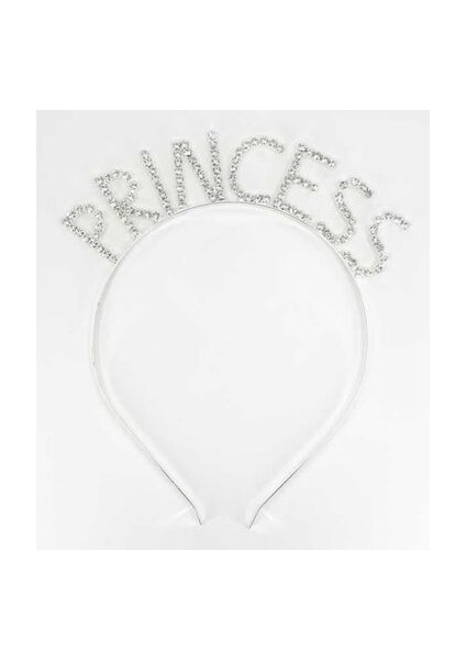 Kristal Taşlı Metal Taç Princess Gümüş